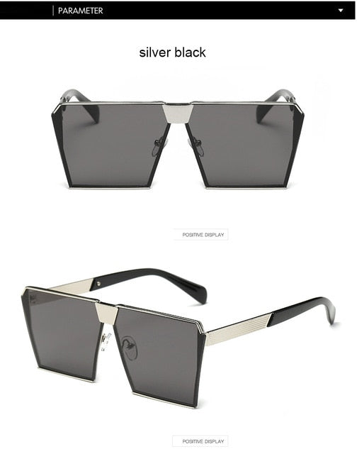 Fashion Brand Designer Square Flat lens Sun Glasses Mirror Women Sunglasses Men Hip Hop Oversized Lady Eyeglasses Male FDA UV400