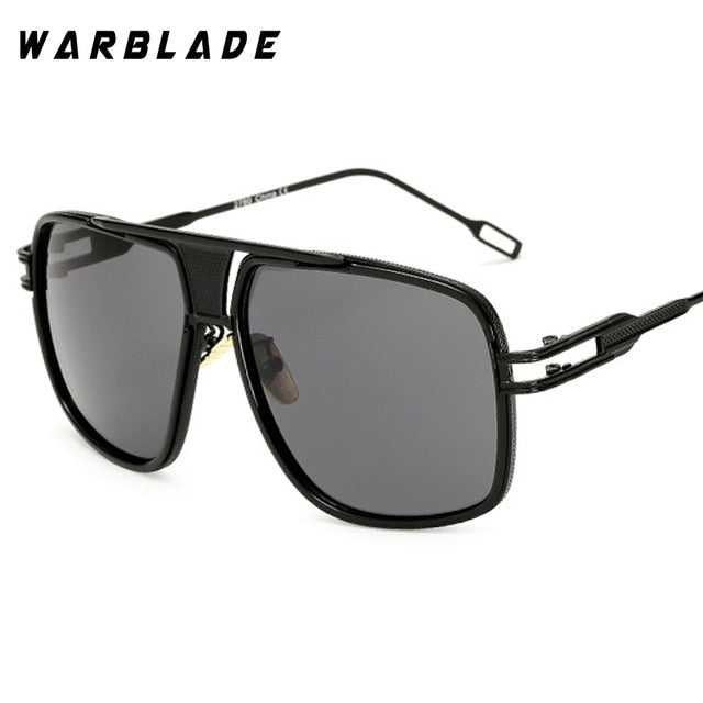 18K Gold Plated Square Men Sunglasses Women Couple Flat Top Luxury Brand Design Ladies Sunglasses Shades Brad Pitt Sun Glasses