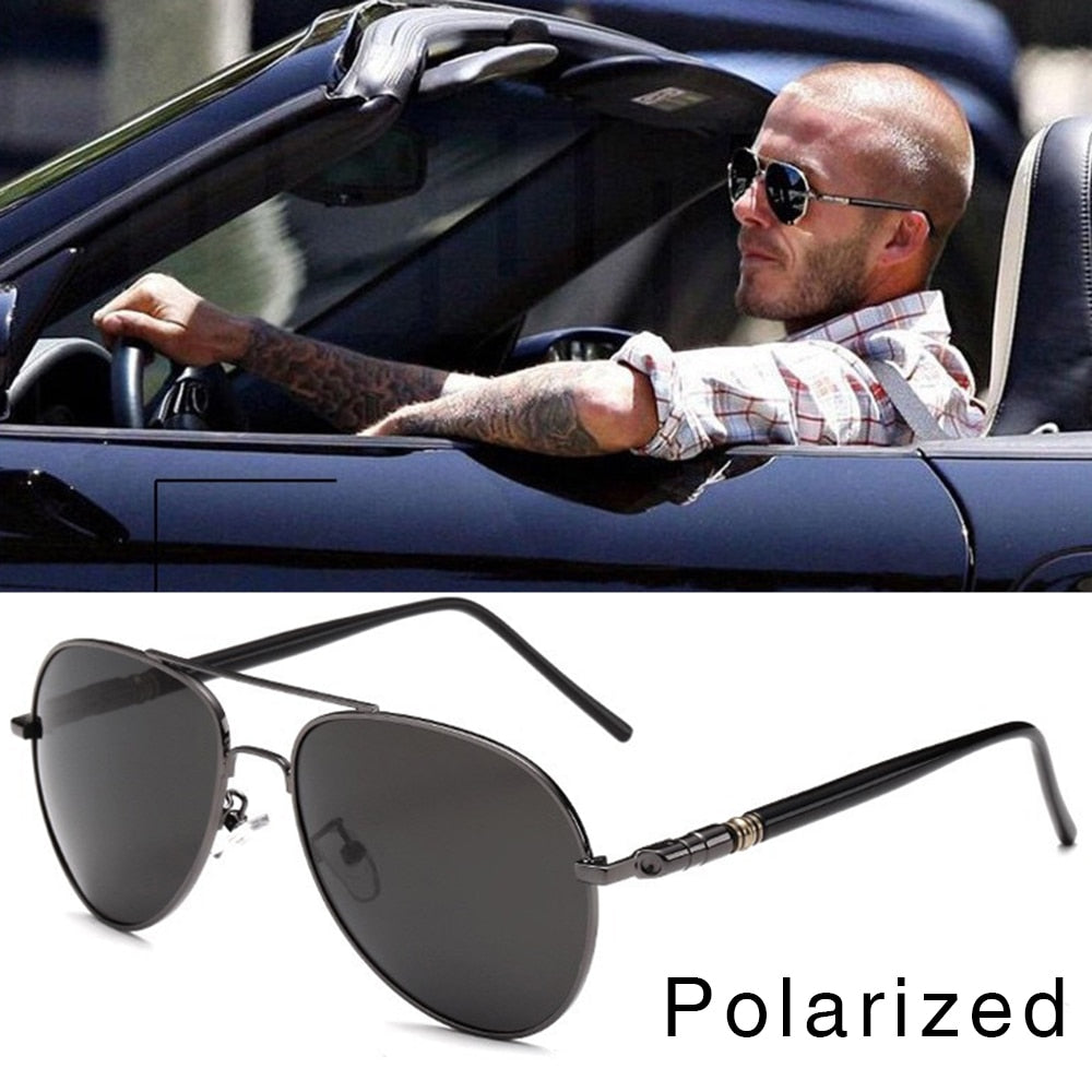 FOOSCK High Quality Spring Leg Alloy Men Sunglasses Polarized Lens Brand Design Pilot Male Sun Glasses Driving Eyewear UV400